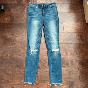 Abercrombie and Fitch Light Blue Ripped Washed Skinny Jeans